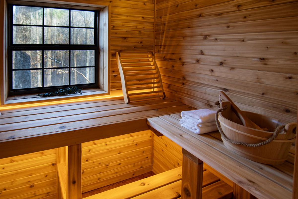 Private cedar sauna
